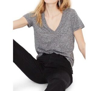 Madewell Heather Gray V-Neck Tee